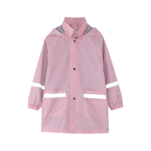 Unisex Rain Jacket Reflective Strip Windproof Button Hooded Long Outerwear 𝗪aterproof Raincoat with Pocket
