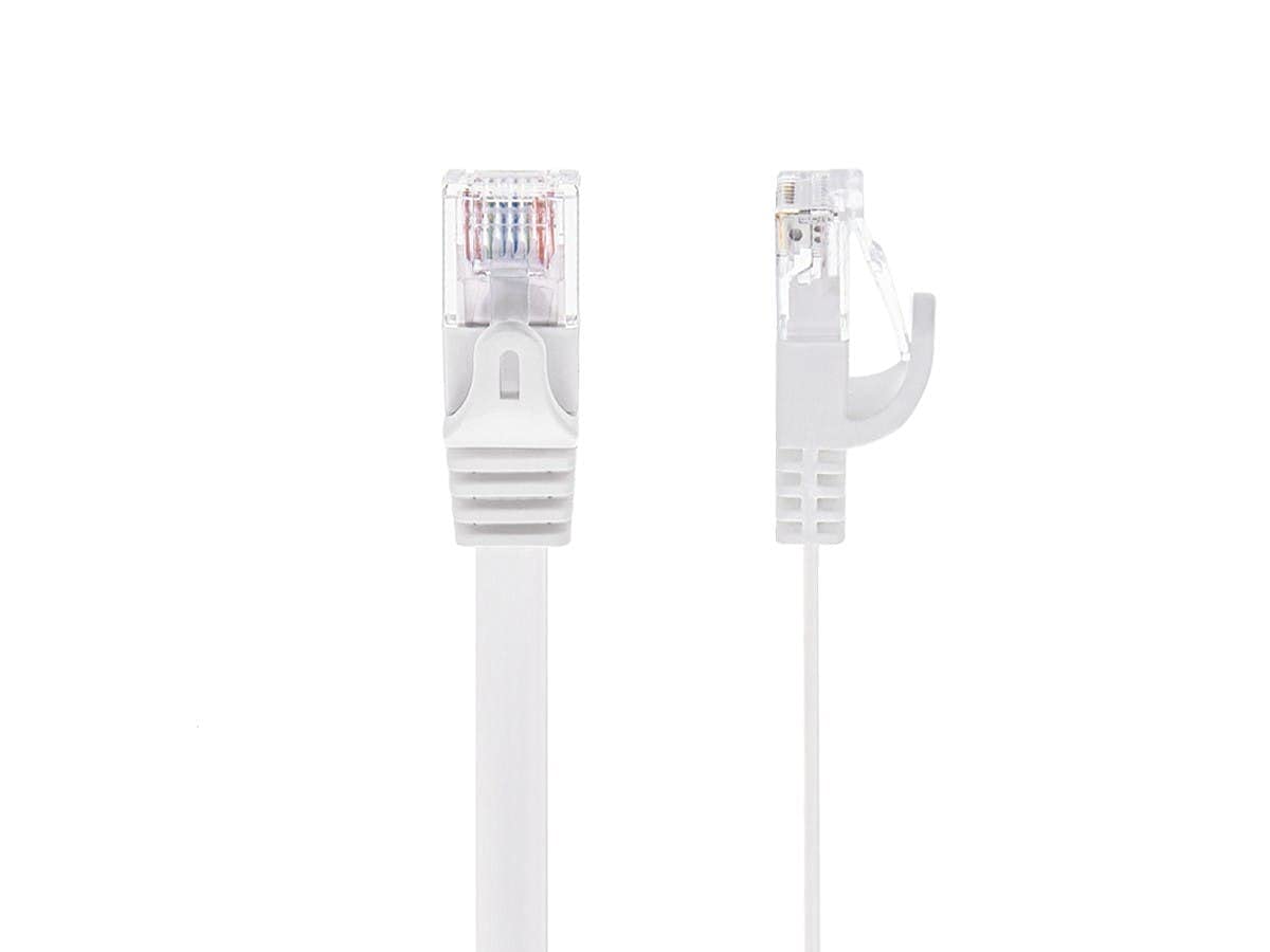 Monoprice Cat6 5ft White Flat Patch Cable UTP 30AWG 550MHz Pure Bare Copper Snagless RJ45 Flexboot Series Ethernet Cable - Image 2