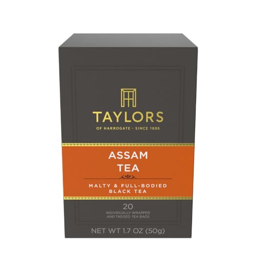 Image of Taylors of Harrogate Assam, Black Tea, Individually Wrapped Bags, 20 Count (Pack of 6), Full-bodied, Satisfying & Malty, Caffeinated, Enjoy Hot or Iced, 120 Teabags Total