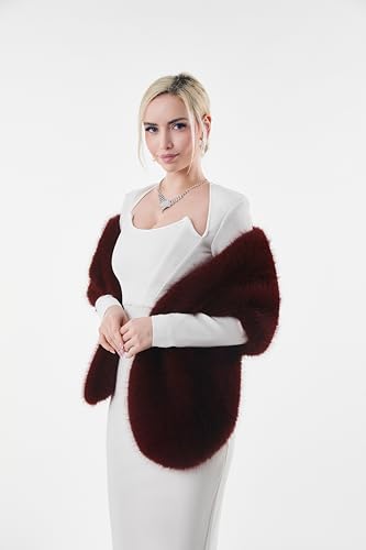 AMTFBY Women's Faux Fur Wrap Cross Shawl For Winter Evening Party Cape3