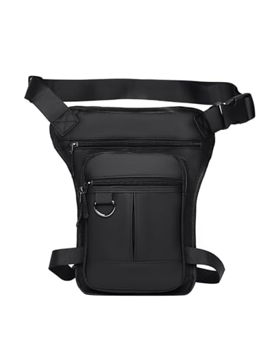 HUVZOR Bolsa Pierna Moto Impermeable,Riñonera Tactica Ajustable para Ciclismo,Pesca,Camping y Deporte - Bolsa Multifuncional con Correas Regulables,Ideal para Hombre y Mujer,Negro