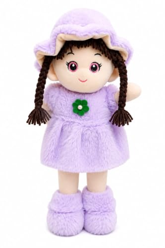 Image of Cute Doll Soft Toy for Girls 40CM | Purple Plush Doll Teddy for Kids | Ultra Soft Stuffed Baby Doll Toy | Huggable Washable Plush Toy Gift for Boys & Girls