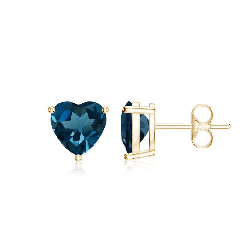Image of Goldhartz Sterling Silver Genuine, Created or Simulated Birthstone Gemstone 7mm Heart Stud Earrings
