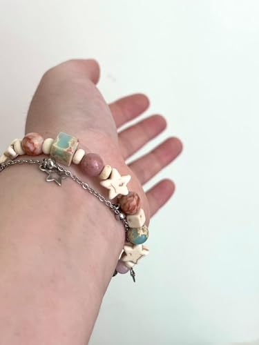 Y2k Star Beaded Bracelets Kawaii Double Layer Bracelet for Women Trendy Fairycore Jewelry Fairy Grunge Accessories4