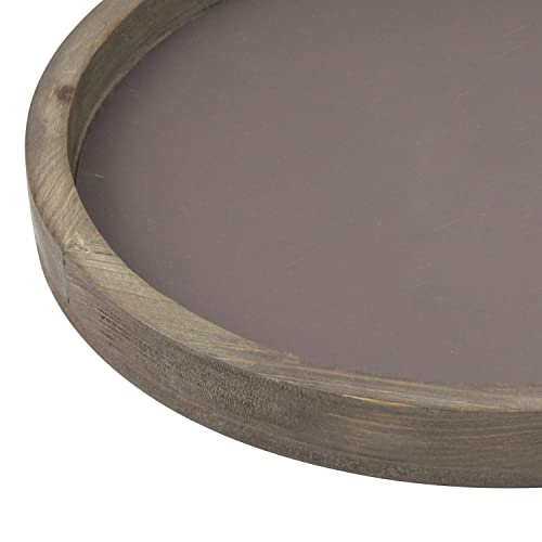 Stonebriar Bandeja de metal e madeira natural usada em casa de fazenda rústica grande de 30 cm