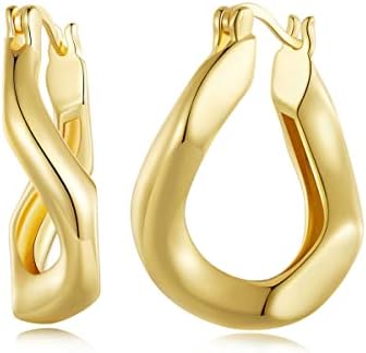 BISAER Sterling Silver Twisted Hoop Earrings for Women Hypoallergenic Small Sleeper Tragus Hoop Earrings Cartilage Jewelry Gifts