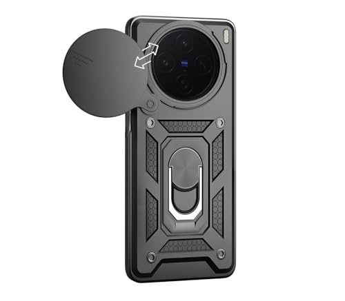 Image of Tough Armor Bumper Back Cover Case for Vivo X200 5G | Sliding Camera Cover, Kickstand & Ring Holder 360 Degree Protection Back Cover Case for Vivo X200 5G