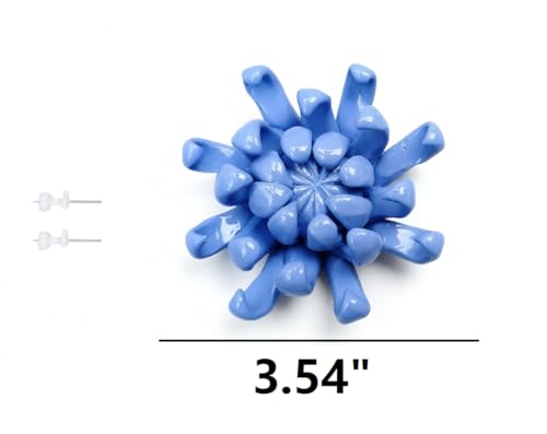 Image of Ceramic Flower Wall Art Decor, Artificial Flower Wall Sculpture,Handmade Ceramic Flowers for Home,Hallway,Living Room, Kitchen,Bathroom (Royal Blue,Chrysanthemum, 3.54 inch)