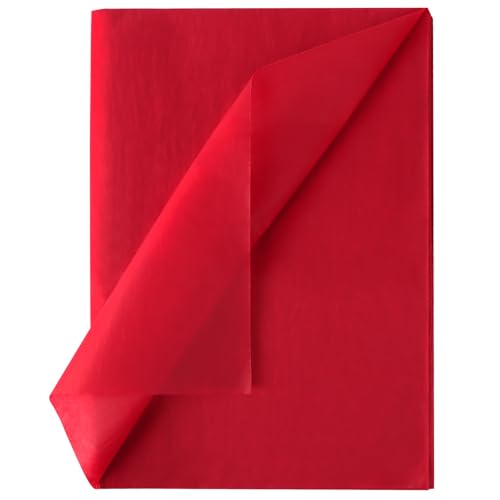 BETESSIN 20 Bögen Seidenpapier Rot - 50x70cm Seidenpapier Verpackungsmaterial Weihnachten - Weihnachtsgeschenkpapier für Geschenkverpackungen zu Weihnachten, Valentinstag, Geburtstag