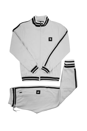 Survêtement homme matelassé blanc Time Is Money veste et pantalon