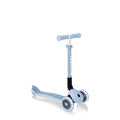 GLOBBER - JUNIOR FOLDABLE LIGHTS ECOLOGIC - Monopattino a 3 ruote per bambini dai 2 ai 6 anni, Azzurro