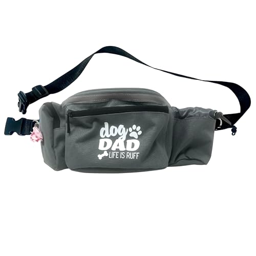 Dog Walking Fanny Pack for Men - Fun Dog Dad Gifts - Dog Walking Belt Includes Dog Poop Bag Dispenser, Hands Free Leash Hooks
