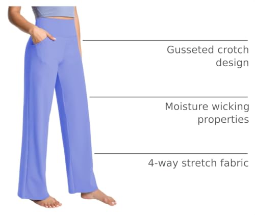 Image of BUBBLELIME Women High Waist Wide Legs Yoga Pants Loose Sweatpants Pockets | 29 inch /31 inch /33 inch /35 inch /37 inchInseam,2 Styles / Dress /Basic,Lounge,Comfy,Stretch Casual Work