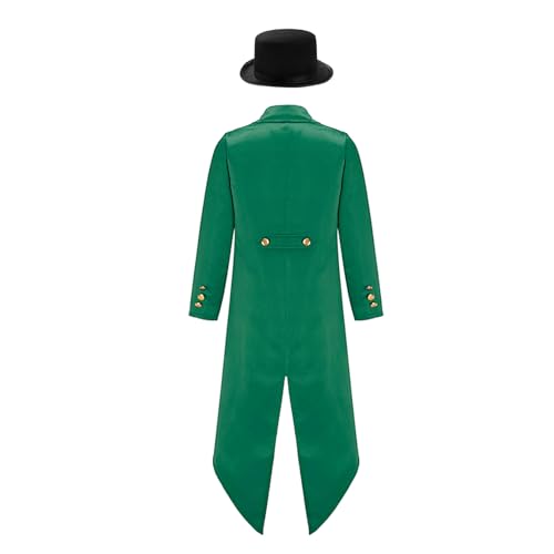 Kids Boys Girls Gothic Steampunk Tailcoat Jacket Victorian Vintage Frock Coat with Hat Party Outfit Set2