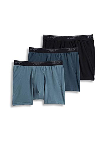 Jockey Men's Underwear MaxStretch 6" Boxer Brief - 3 Pack, Black/Nerves of Steel/Iron Grey, l