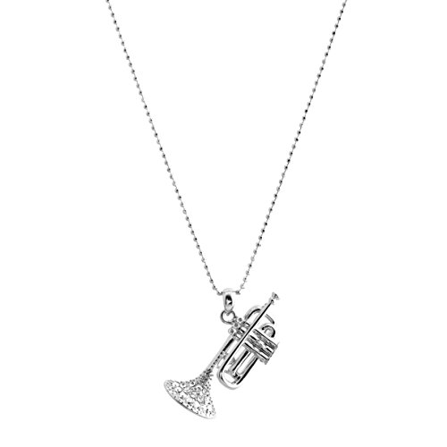 chelseachicNYC Crystal 3D Trumpet Necklace (Silver)