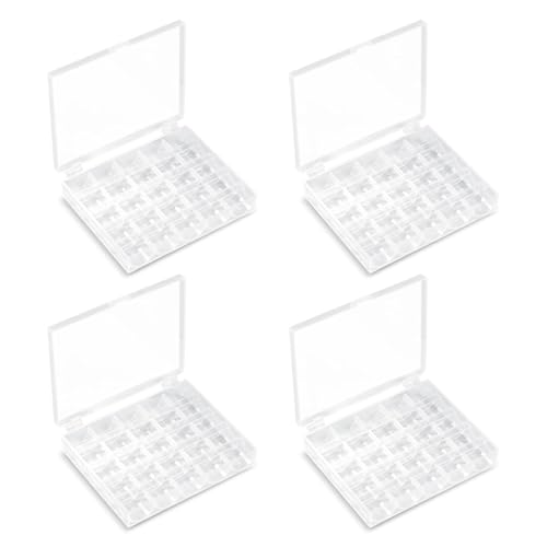 Opret 25 Slots Bobbin Organizer Transparent Plastic Bobbin Case Empty Spools Box For Sewing Supplies 4 Pack Compatible With Class 15 & SA156 Bobbins