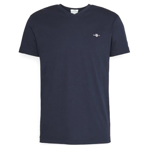 Gant Herren Slim Shield V-Neck T-Shirt T Shirt, Evening Blue, XXL EU – Ansicht 1