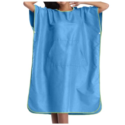 Poncho de baño de microfibra con capucha absorbente de secado rápido, albornoz de playa para adultos, doble toalla de baño, cómoda y chuad, vestido de dormitorio para mujer, color sólido para exterior