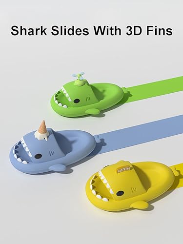 Zureto Shark Slides with 3D Funny Fins, Unisex Cloudy Shark Slippers, Eva Open Toe Shower Pool Beach Shoes2