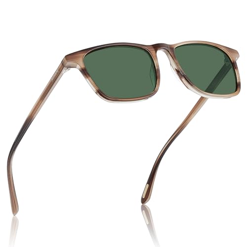 Image of AVAWAY Acetate Polarized Sunglasses for Men, UV400 Protection Fashion Retro Cool Square Frame Driving Fishing Sun Glasses