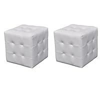 Hocker, Poef, zwart kunstleer, B40 x D40 x H40 cm - 2de Hands winkelinventaris
