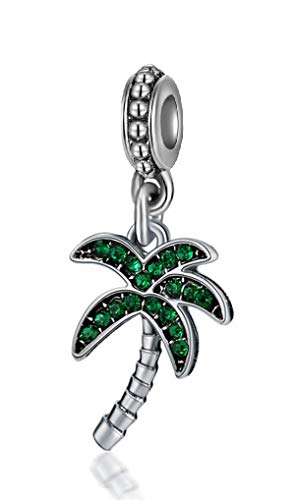 LaBenie Dangle Green Crystal Coconut/Palm Tree Charm Bead
