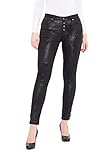 Blue Monkey Skinny Hose mit Edler Glanzbeschichtung Alexis 1624 Damen Abgesteppt Skinny-fit-Jeans Skinny fit glänzend