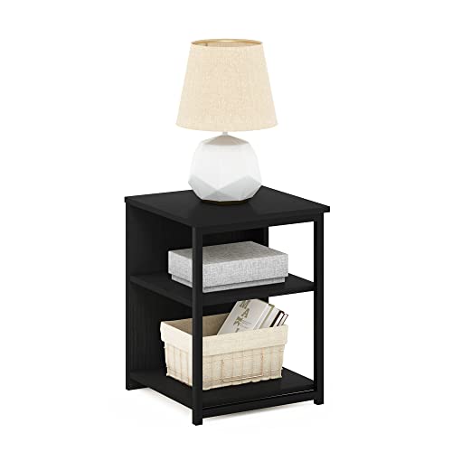 Image of Furinno Camnus 3-Tier Metal Frame Side Table, Open Shelf, Dark Americano
