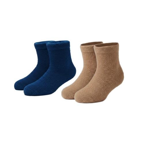 Image of Boldfit Socks for Kids Nylon Ankle Socks for Boys & Girls for School, Sports, Running, Casual Wear Soft Stretchy Toddler Footies Anti-Slip Elastic Arch, Reinforced Heel & Toe, Brown & Navy Combo Pack
