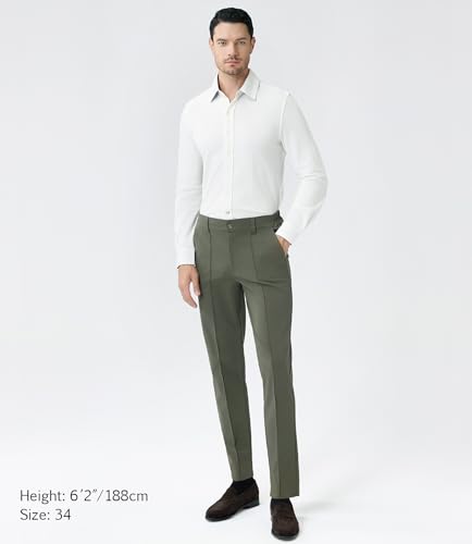 Crease Pants for Men Cotton Blend Stylish Casual Comfort Elastic Waist Regular Straight Fit3