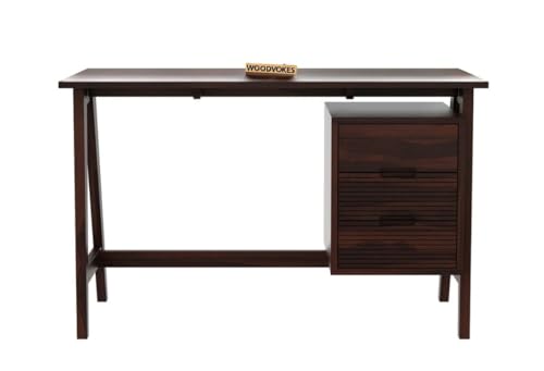 WOODVOKES Wooden Study Table for Adults| Work from Home Computer/Laptop Writing Desk with 3 Drawers & Storage| Solid Wood Sheesham, (Walnut) - Image 6