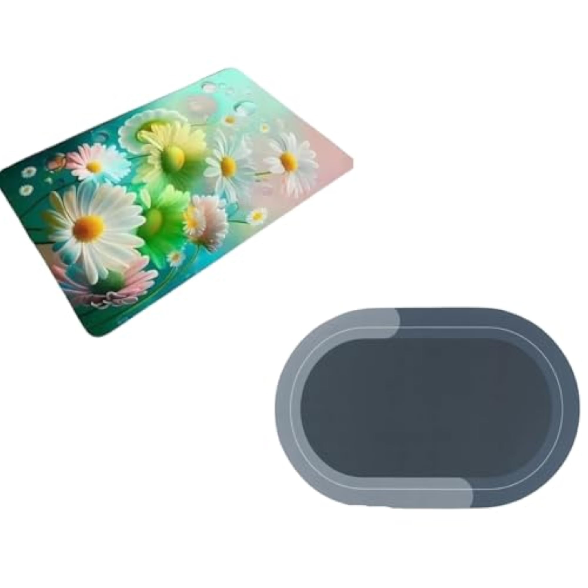 2-Pack Cute Diatomite Absorbent Quick-Drying Shower Mat