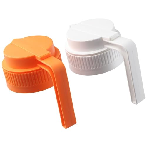 gifthub 2 Pcs Wide Mouth Mason Jar Lids with Handle Reusable, Innovative Plastic Sliding Lid Airtight and Leak-Proof Seal Easy Pour Spout Mason Jar Pitcher for Pouring