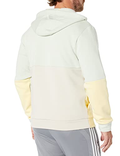Adidas Men's Essentials Colorblock Full Zip Hoodie, Linen Green/Almost Yellow, Small #TOP1