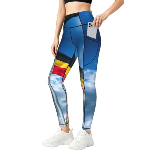 Legging Allemagne avec poches pantalon fitness doux confortable