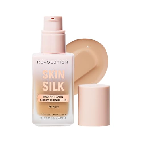 Image of Revolution Skin Silk Serum Foundation- F9.7 Warm, 23ml | Lightweight, Hydrating Foundation with Hyaluronic Acid & Peptides | Natural, Radiant Finish with Light-Medium Coverage | Long-Lasting Base Makeup | Shades Specially Selected for Indian Skin Tones