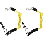 Qaziuy 2Pcak Kayak Paddle Leash, Elastic Kayak Paddle Rope with Adjustable Belt Buckle and Hooks, Kayaking Accessories for Canoeing Boating Surfing Yellow