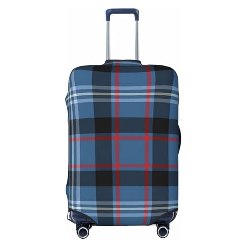 Fitzgerald Tartan Pattern Blue Irish Plaid Luggage Cover, Protective Washable Suitcase Cover - Travel Fashion Elastic Suitcase Protector Small