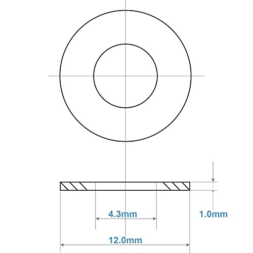 M4 Washers, M4 x 12mm Penny Washers, MeHurr (Pack of 100) A2 304 Stainless Steel Washer, Flat Repair Washer - Image 3