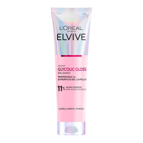 L'Oréal Paris Elvive Balsamo Districante, Per Capelli Spenti e Porosi, Capelli Setosi, Con Acido Glicolico, Senza Solfati, Glycolic Gloss, 150 ml