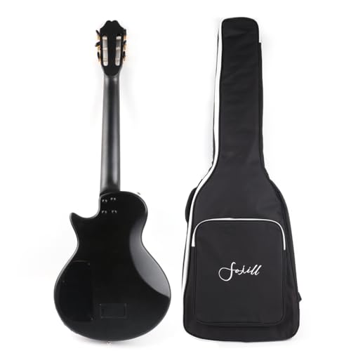 Image of Fojill Electric Classical Guitar Classic Nylon String Travel Portable Silent Practice Guitars Mahogany Body Neck Rosewood Fretboard With Gig Bag