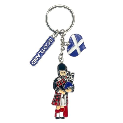 Souvenirs Écosse – Porte-clés Piper écossais – Porte-clés de voiture avec pipe jouant de l'Écosse – Cadeau d'Édimbourg, multicolore