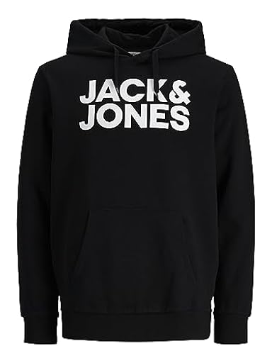 JACK & JONES Jjecorp Logo Sweat Hood Capucha, Negro (Blackschwarz), Medium para Hombre | Ya disponible en tu tienda friki favorita! En mundofriki.es!