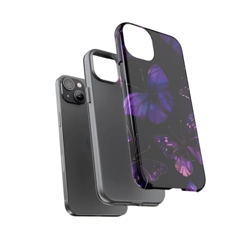 Coque papillon violet iPhone 14 Plus rigide brillante anti rayures - 3