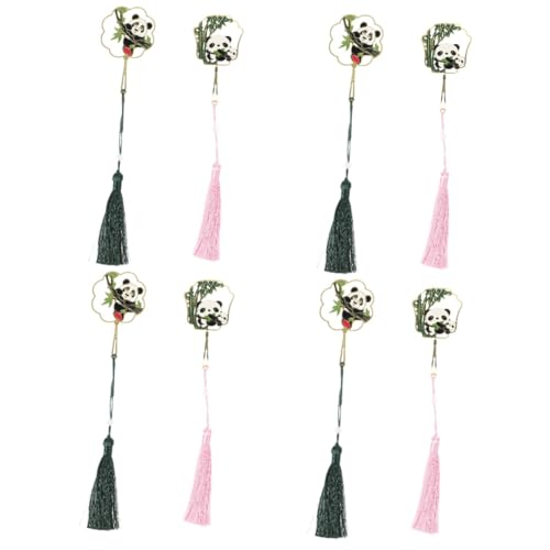 Marque-pages panda avec pompons SHINEOFI pour adultes, lot de 8 pièces