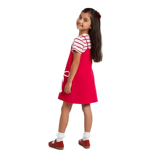 Image of YouGotPlanB Girls 100% Cotton A-Line Printed Dress | Above Knee Length Summer Frock | Soft & Breathable Casual Wear for Girls (Ages 3-14 Years)