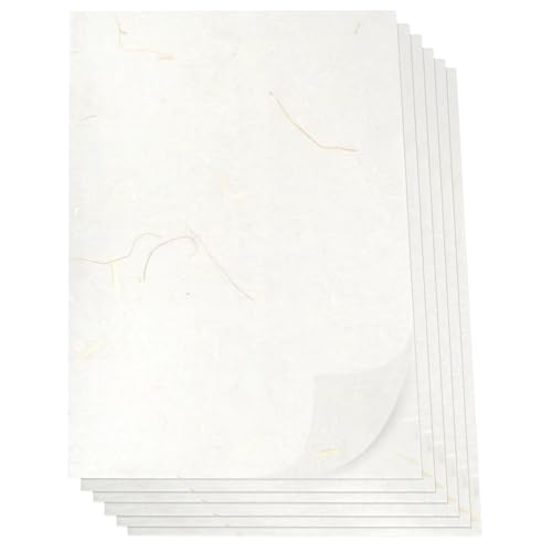 Papel de arroz A4, 50 hojas de fibras vegetales naturales de morera, papel washi imprimible texturizado para manualidades, escritura, pintura, papel de regalo, fabricación de tarjetas (marfil-paja)