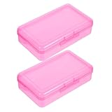 Generisch 2 Stück Rechteckiges Hartes Federmäppchen Mit Großem Fassungsvermögen Rosa Und Transparent Kunststoff Für Schule Skizzen Büro Und Künstlerbedarfsartikel