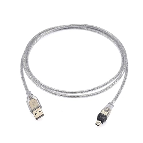 JZK 1,5 m Câble Firewire IEEE 1394 4 broches vers USB 2.0 mâle, câble adaptateur Firewire vers USB, cordon convertisseur pour caméra vidéo numérique Sony...